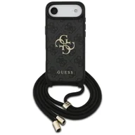 Etui i futerały do telefonów - Etui Guess 4G Big Logo Cord Stap Crossbody do iPhone Air czarny - miniaturka - grafika 1
