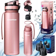 Butelki filtrujące - Zestaw AQUAPHOR CITY butelka filtrująca 0,5l pudrowy róż + 3x filtr do wody - miniaturka - grafika 1