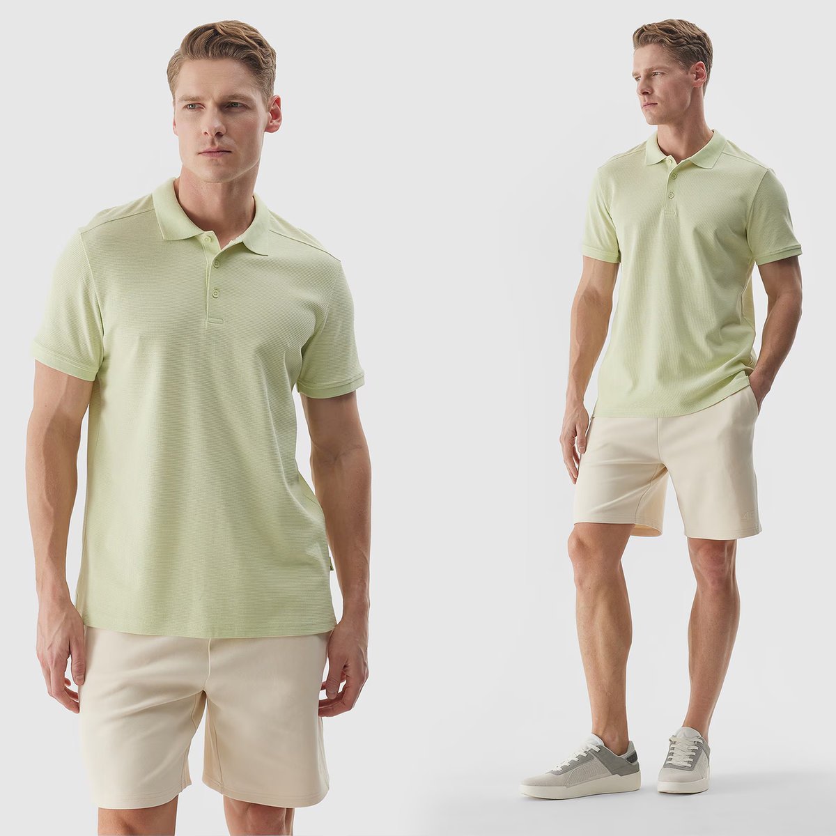 Koszulka Męska 4F Polo z kołnierzykiem zielona 4FRSS24TPTSM436 Zielony XXL