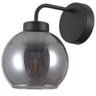 Lampy ścienne - Italux Kinkiet LAMPA ścienna POGGI WL-28028-1 szklana OPRAWA loftowa kula ball czarna przydymiona WL-28028-1 - miniaturka - grafika 1