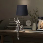 Lampy stojące - Näve Lampa stołowa Helge, srebrna, ceramika/tkanina, wysokość 45 cm - miniaturka - grafika 1