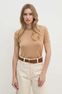 Calvin Klein sweter wełniany damski kolor brązowy lekki K20K207201 - Swetry damskie - miniaturka - grafika 1