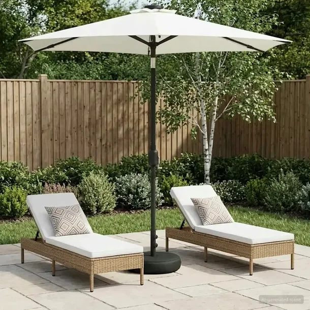vidaXL Parasol ogrodowy z oświetleniem LED i podstawą 230 x 230 cm