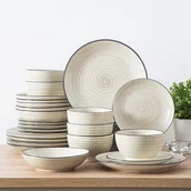 Inne - TEMU Zestaw Obiadowy z Dwustronnym Wzorem Spiral, Malowany Ręcznie, dla 6 Osób - 24 Sztuki - miniaturka - grafika 1