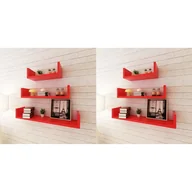 Półki do salonu - vidaXL vidaXL Półki ścienne, 6 szt., czerwone - miniaturka - grafika 1