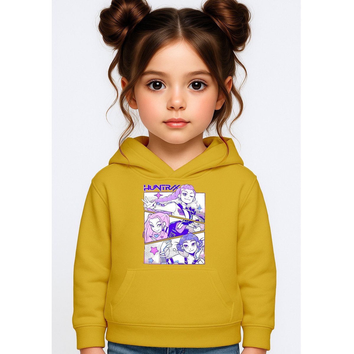 BLUZA DZIECIĘCA K-POPOWE ŁOWCZYNIE DEMONÓW HUNTRIX 134-140 Z KAPTUREM