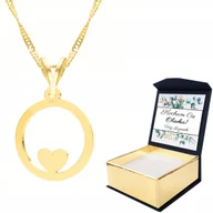 Naszyjniki - Naszyjnik złoty 925 Koło Serce + WŁASNY NADRUK - miniaturka - grafika 1