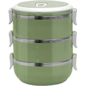 Kubki termiczne - Termos obiadowy 3 komory Bento zielony - miniaturka - grafika 1