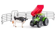 Samochody i pojazdy dla dzieci - Traktor z przyczepą z bykiem i zagrodą - miniaturka - grafika 1
