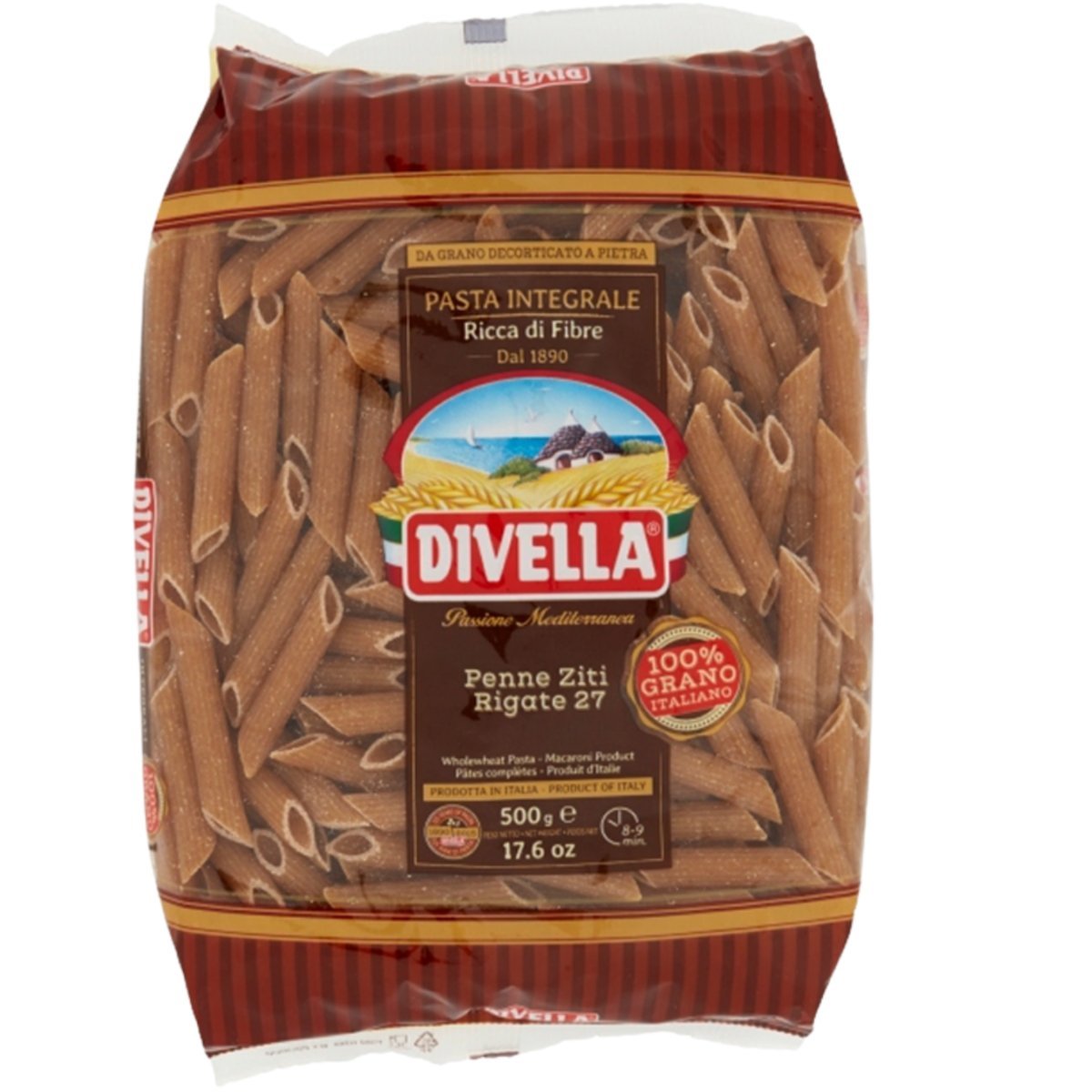 Divella Integrale Penne Ziti Rigate n.27 500g włoski makaron pełnoziarnisty
