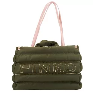 Pinko Shopper Nylon Recykling + MICR, Torba damska, V62Q_Zielony Jabłko Antique Gold, V62q_zielony Świerk antyczny Złoto - Torebki damskie - miniaturka - grafika 1
