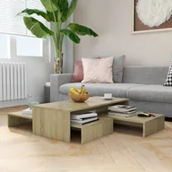 Ławy i stoliki kawowe - vidaXL vidaXL Zestaw stolików kawowych, wsuwanych, dębowy, 100x100x26,5 cm - miniaturka - grafika 1