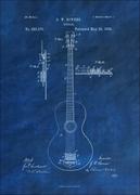 Plakaty - Patent, GW Bowers Gitara Projekt z 1888 Niebieskie - plakat Wymiar do wyboru: 70x100 cm - miniaturka - grafika 1