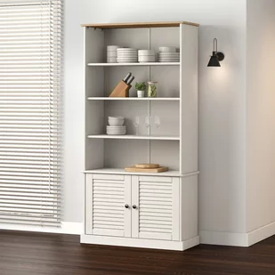 vidaXL Szafka na buty VIGO, biała, 85x35x170 cm, lita sosna - Półki do salonu - miniaturka - grafika 1