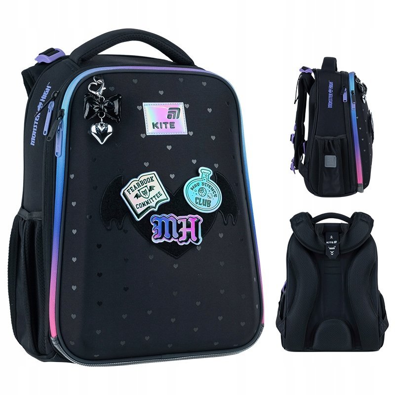 Tornister szkolny dla dziewczynki 1-4 klasa z naszywkami Monster High Kite