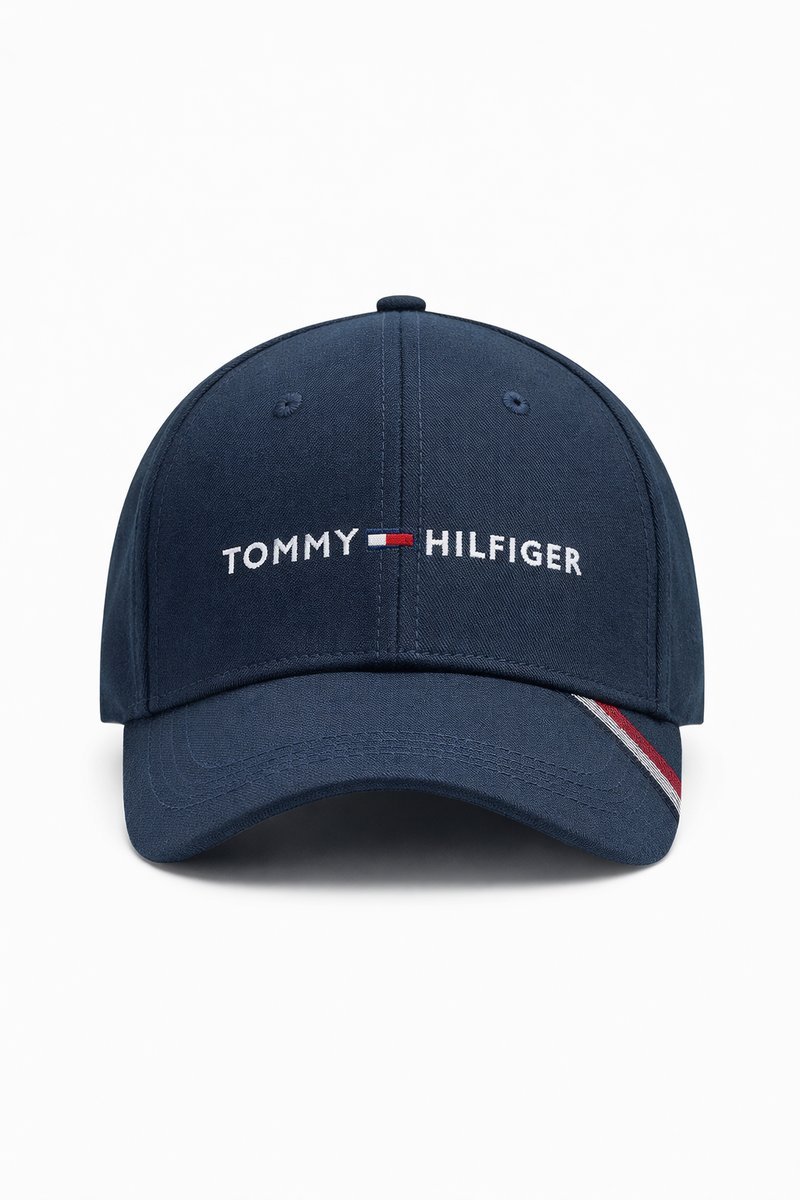 TOMMY HILFIGER CZAPKA Z DASZKIEM GRANATOWA Z NASZYWKĄ 1I4A