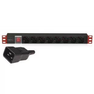 Listwa zasilająca Techly Rackowa 19" 1U, 8 xSchuko/UNEL 3m. czarna - Listwy zasilające - miniaturka - grafika 1