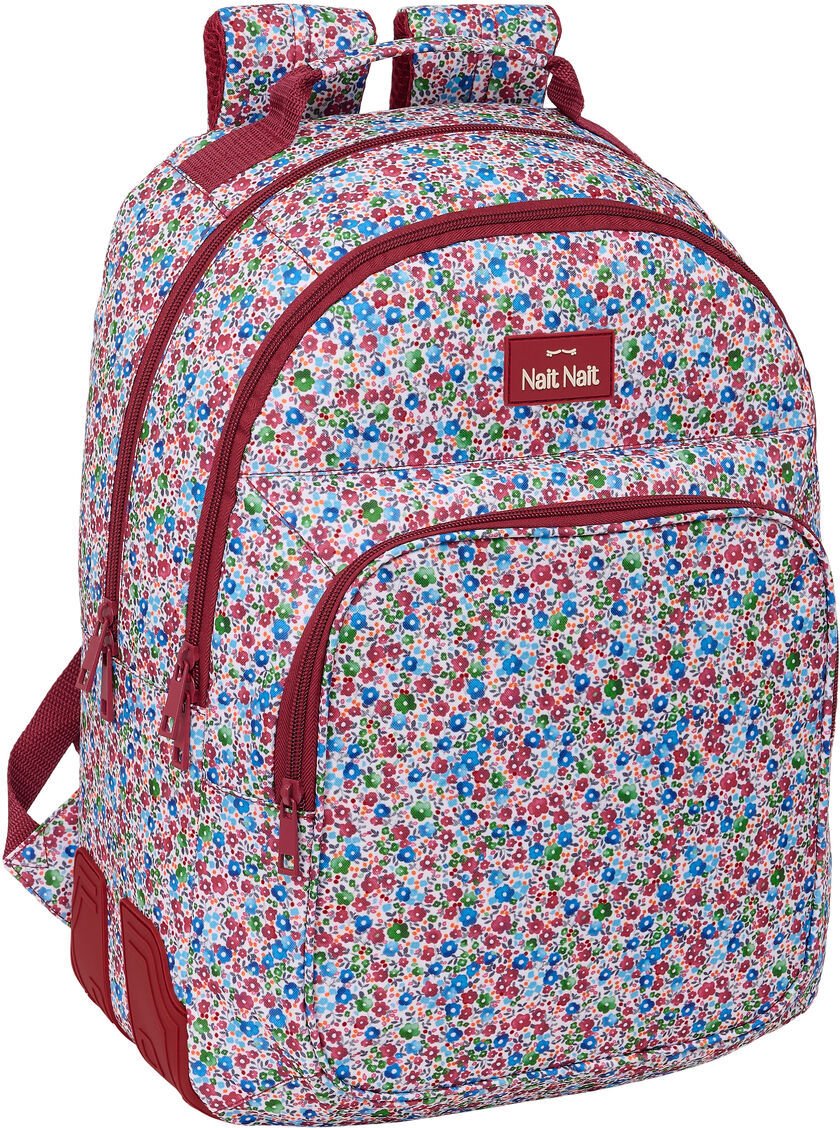 Plecak szkolny Nait Nait Flowers Burgundy czerwony 32 x 42 x 15 cm