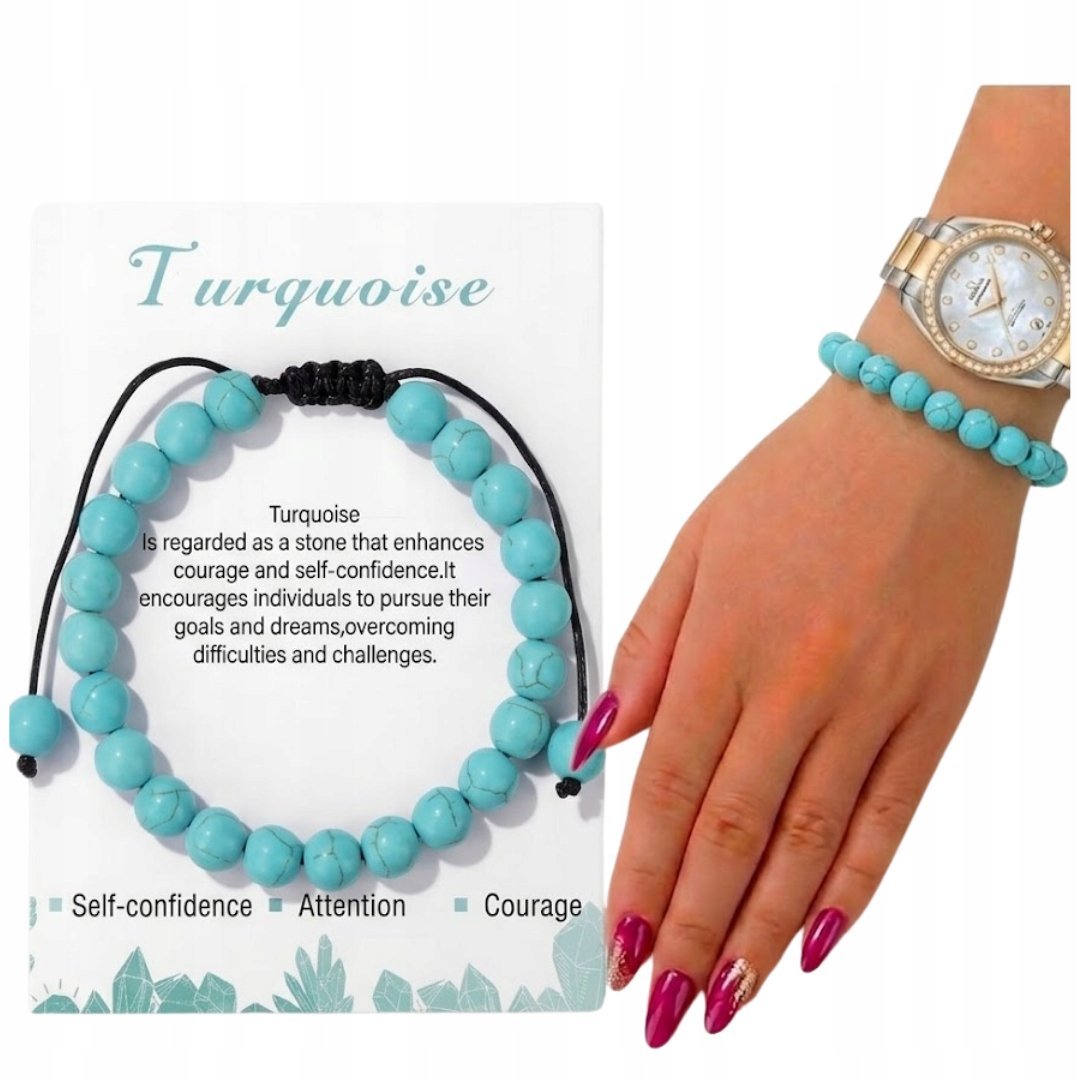 Bransoletka z Turkusu Regulowana Kamień Naturalny Amulet Odwagi Mocy Siły