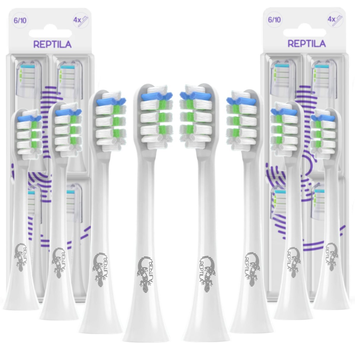 8x Końcówki do szczoteczki Soocas X3u X5 X3 białe 8 sztuk ZAPAS KOŃCÓWKA Reptila