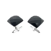 Spinki do mankietów i krawatów - Spinki do mankietów Onyks fasetowany (S701) Srebro [925] - miniaturka - grafika 1