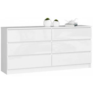KOMODA K 160 cm 6 SZUFLAD AKRYL BIAŁA WYSOKI POŁYSK - Komody - miniaturka - grafika 1