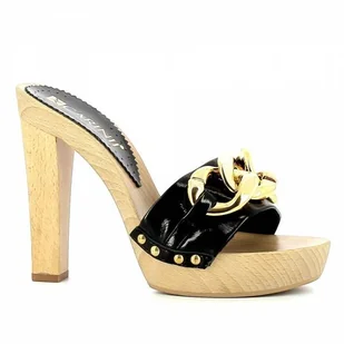 Klapki drewniaki na obcasie CARINII - Carinii - Klapki i japonki damskie - miniaturka - grafika 1