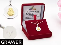 Srebrny Medalik Matka Boska Karmiąca Pozłacana Grawer - Dewocjonalia - miniaturka - grafika 1