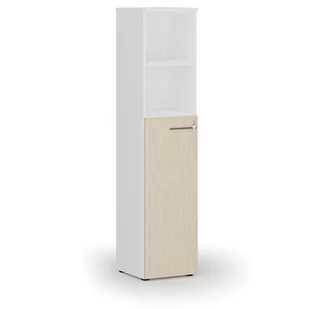 Szafa biurowa kombinowana PRIMO WHITE, drzwi na 3 poziomach, 1781 x 400 x 420 mm, biały/orzech - Szafy biurowe - miniaturka - grafika 4