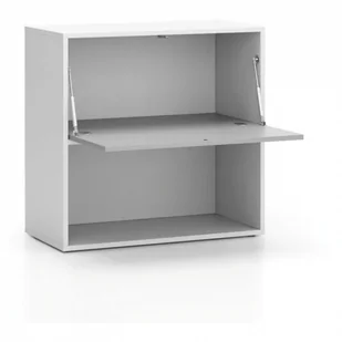 B2B Partner Regał biurowy LAYERS, niski, 1 schowek, 800 x 400 x 777, biały/szary 611505 - Regały biurowe - miniaturka - grafika 3