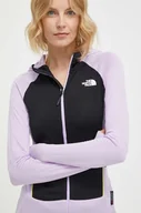 Bluzy damskie - The North Face kurtka damski kolor fioletowy z kapturem wzorzysta - miniaturka - grafika 1