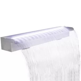 vidaXL vidaXL Prostokątny wodospad do basenu stal nierdzewna 90 cm+ oświetlenie LED - Fontanny ogrodowe - miniaturka - grafika 1