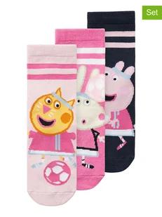 name it Skarpety (3 pary) "Merana Peppa" w kolorze granatowo-jasnoróżowo-różowym - Skarpetki damskie - miniaturka - grafika 1