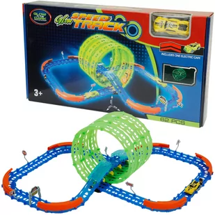 Tor Wyścigowy Świecący W Ciemności + Auto Elektryczne - Zabawki konstrukcyjne - miniaturka - grafika 1