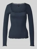 Bluzki damskie - Bluzka z długim rękawem o kroju slim fit z czystej bawełny model ‘XENA’ - miniaturka - grafika 1