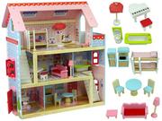 Domki dla lalek - Import LEANToys Domek Drewniany Marika Otwierane Okna Trzy Piętra Balkon Mebelki 9478 - miniaturka - grafika 1