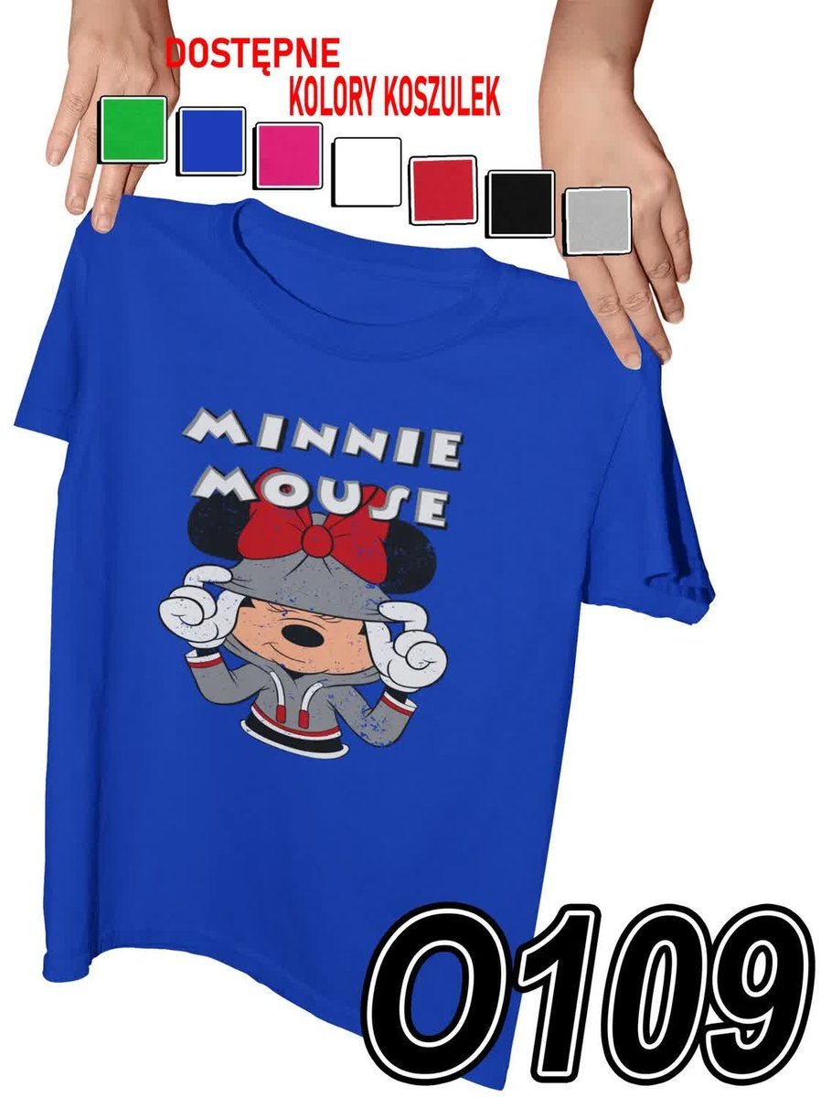 Koszulka Dziecięca Z Nadrukiem Myszka Mickey Minnie Miki Bajki - L 146-152