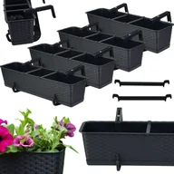 Donice - 4x Skrzynka balkonowa Ratolla z podstawką ISR700P Doniczka prostokątna + uchwyty - miniaturka - grafika 1