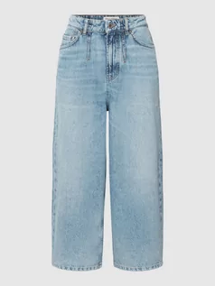 Spodnie damskie - Jeansy o kroju wide fit z 5 kieszeniami - grafika 1