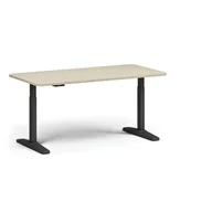 Biurka - Stół z regulacją wysokości ULIX, elektryczny, 675-1325 mm, zaokrąglone narożniki, blat 1600x800 mm, podstawa czarna, brzoza - miniaturka - grafika 1