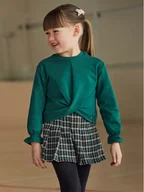 Spodenki damskie - Mayoral Komplet sweter i szorty materiałowe 4220 Zielony Regular Fit - miniaturka - grafika 1