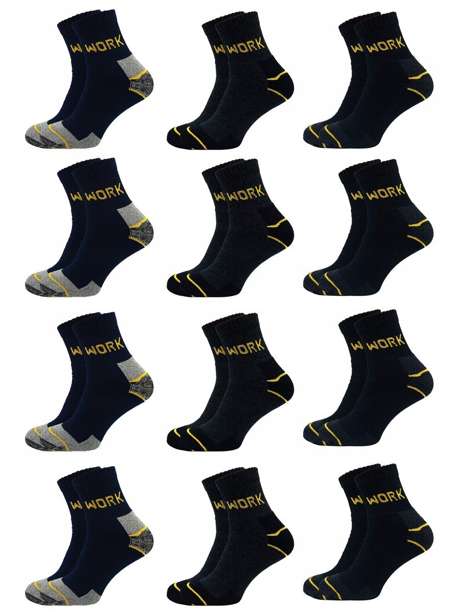 Zestaw 12 par Skarpety Długie BHP WORK Grube Ciepłe skarpetki Robocze 39-42