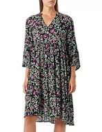 Sukienki - KAFFE Kaisolde Amber Sukienka damska, Czarny/Zielony/Fioletowy Kwiat, 42 - miniaturka - grafika 1