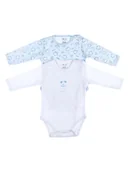 Body dla niemowląt - 2-pak niemowlęcy body z długim rękawem niebieski Olimpias r.56 - miniaturka - grafika 1