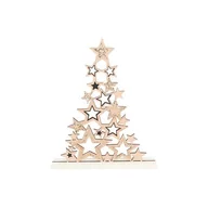 Ozdoby bożonarodzeniowe - Figurka drewniana choinka z brokatem 30,5 x 36 x 5 cm złota - miniaturka - grafika 1