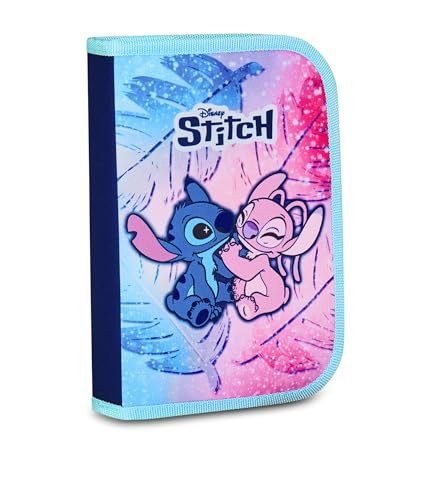 Seven Lilo & Stitch 1 Zip, jasnoniebieski i różowy, jednokomorowy piórnik wraz z kredkami, markerami, akcesoria do plecaka, dziewczynka, Jasnoniebieski i różowy, nowoczesny