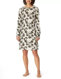 Koszulki i topy damskie - Schiesser Damska koszulka z długim rękawem bawełna modal Sleepshirt Bigshirt-Nightwear koszula nocna, taupe floral, 50, Taupe Floral, 50 - grafika 1