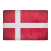 Plakaty - Plakat Tabliczka Dekoracyjna Metalowa Flaga Danii - miniaturka - grafika 1
