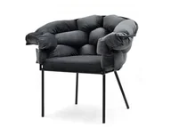 Fotele - Elegancki Fotel Pilo Z Miękkim Siedziskiem Grafitowy Welur - miniaturka - grafika 1