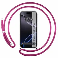 Etui i futerały do telefonów - Przezroczyste etui na telefon iPhone 16 Pro MAX (6,9) ze smyczą w kolorze różowego fuksji - miniaturka - grafika 1
